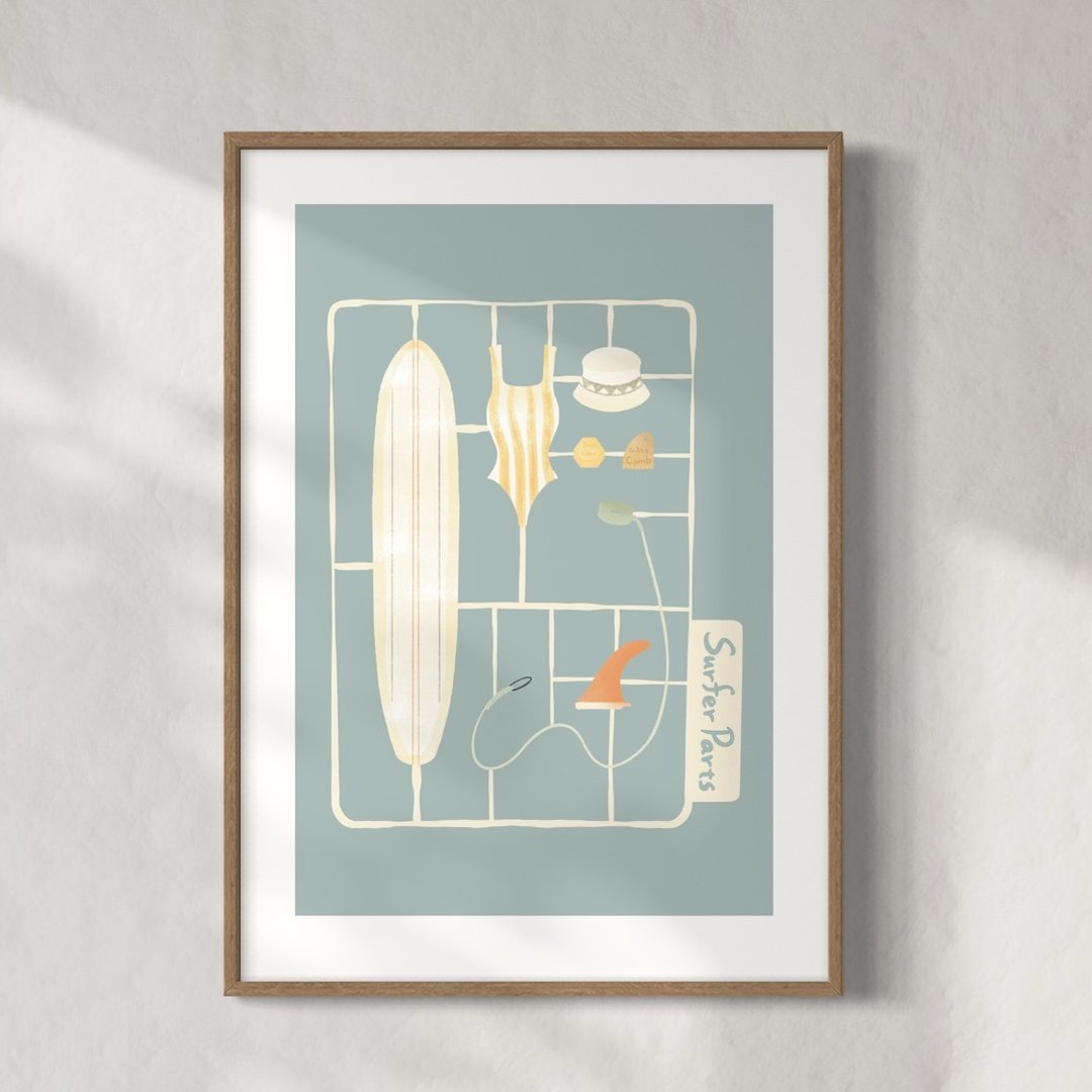 Surfer Parts 印刷画作 墙壁装饰 - 海报/装饰画/版画 - 纸 白色