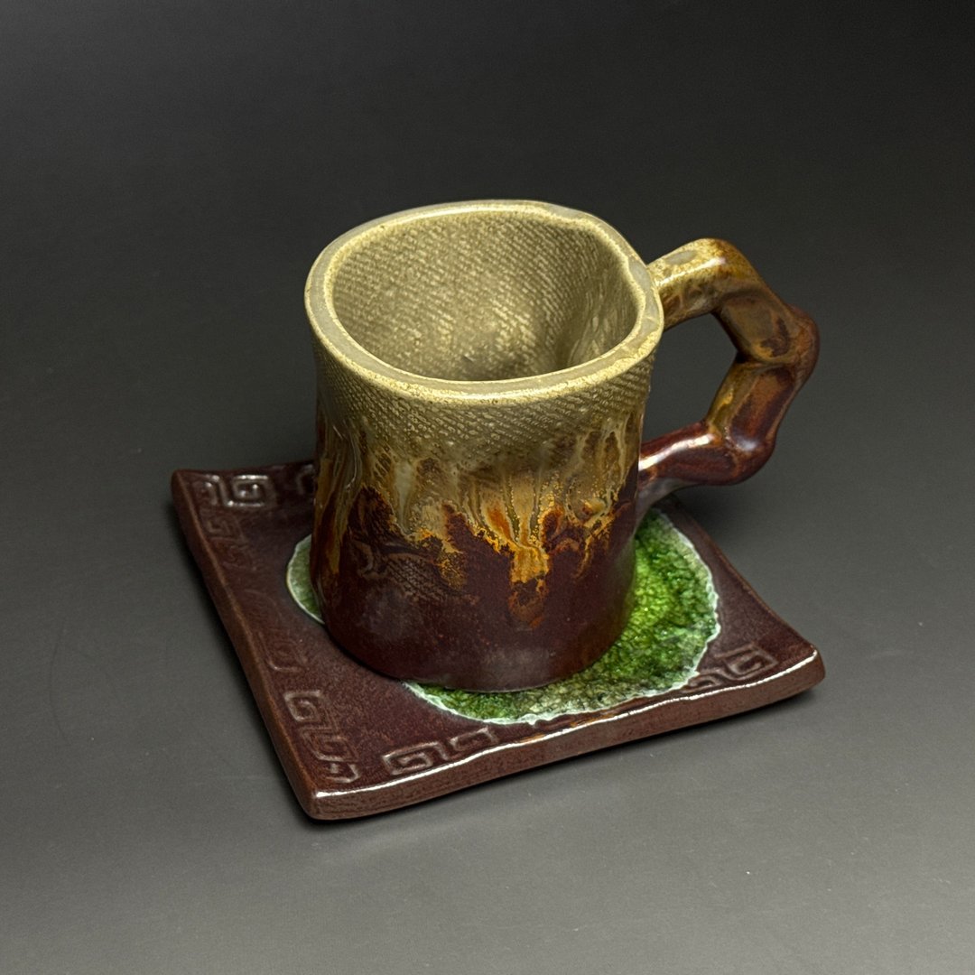 台湾【手作HandMade】侘寂の咖啡杯组贰 - 咖啡杯/马克杯 - 陶 咖啡色