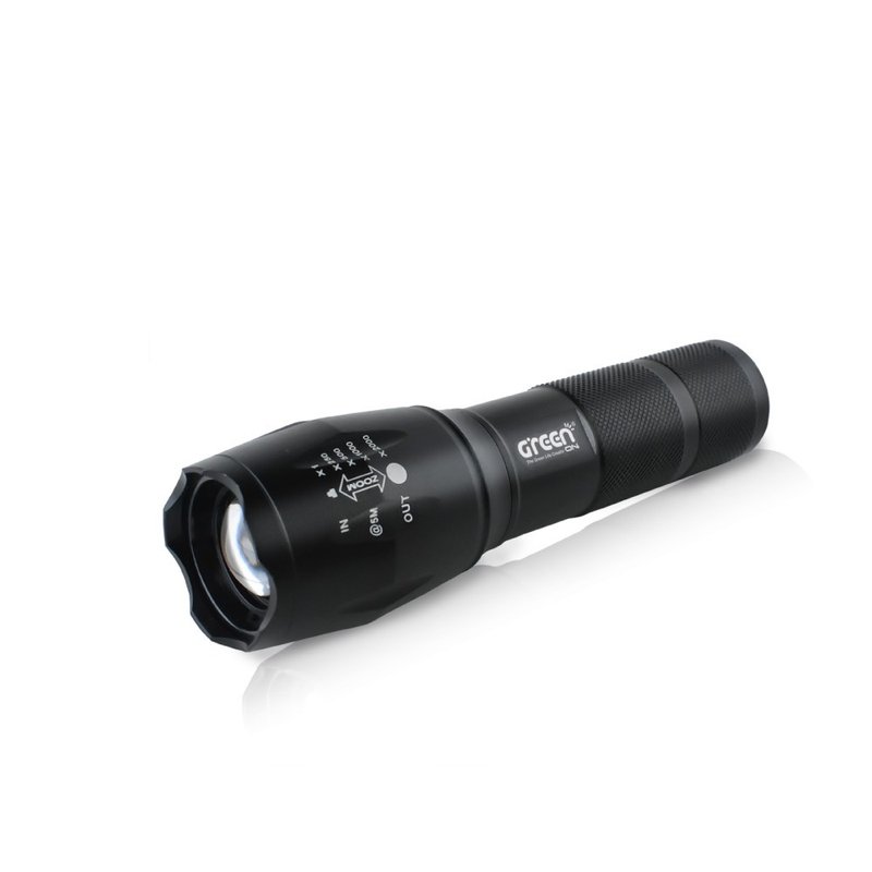【GREENON】超强光LED变焦手电筒(GSL600) 电池替换式 - 露营用品 - 铝合金 黑色