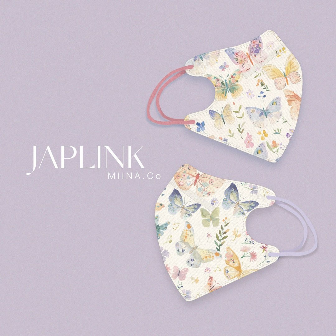 【标准】JAPLINK HEPA 高科技水驻极 立体医疗口罩-蝴蝶 双色mix - 口罩 - 聚酯纤维 粉红色