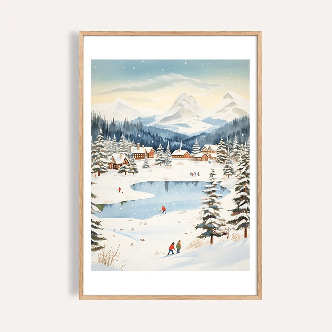 湖畔雪村 / 北欧美学艺术挂画 - 海报/装饰画/版画 - 纸 