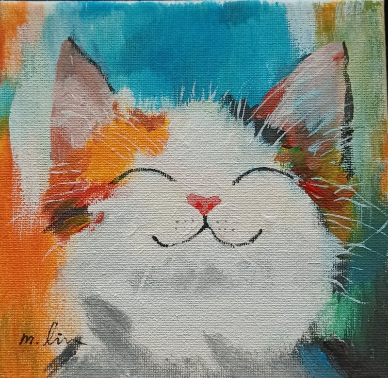 笑一笑就好了  开心小猫的原创系列 原创油画  独一无二  立即拥 - 墙贴/壁贴 - 棉．麻 