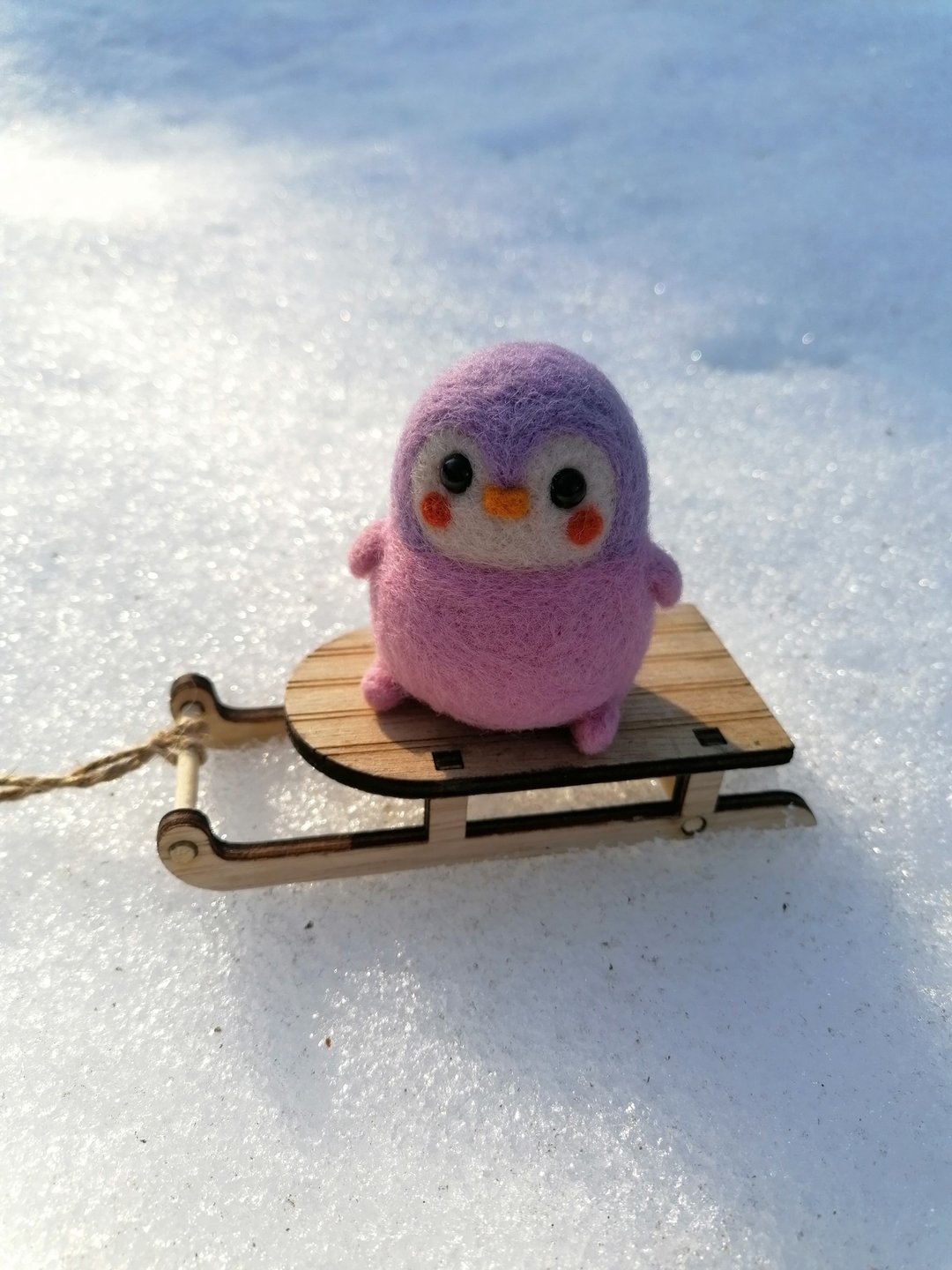 Felted penguin Wool toy Animal sculpture - 玩偶/公仔 - 羊毛 多色