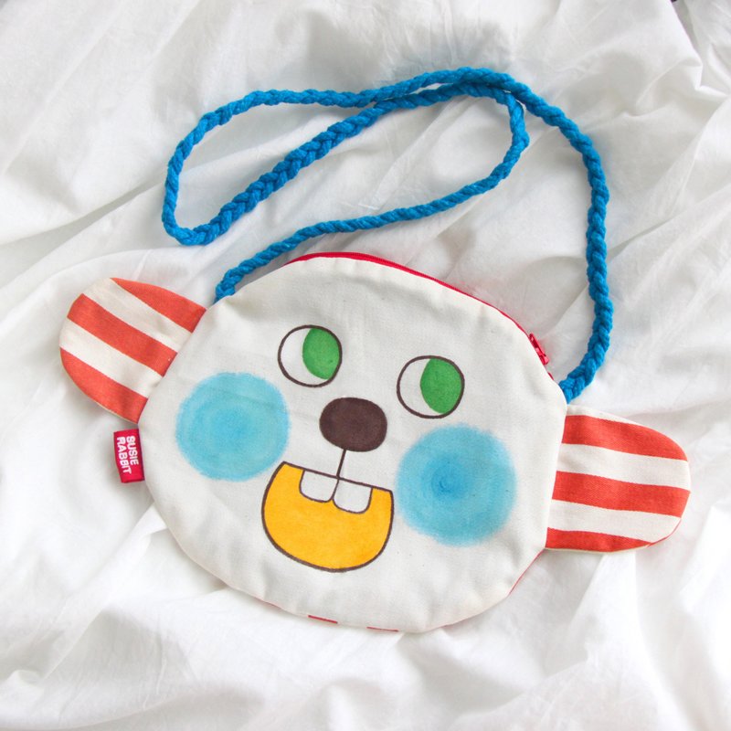 兔咪原创手绘斜背包 大耳朵款 - 侧背包/斜挎包 - 棉．麻 