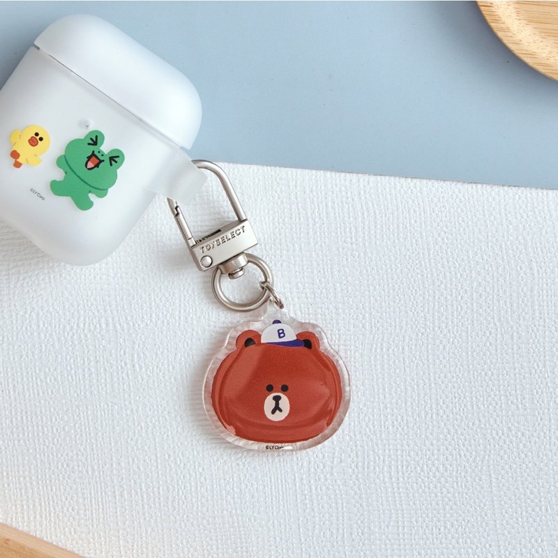 LINE FRIENDS经典-棒球熊大爱心钥匙圈 - 钥匙链/钥匙包 - 压克力 多色