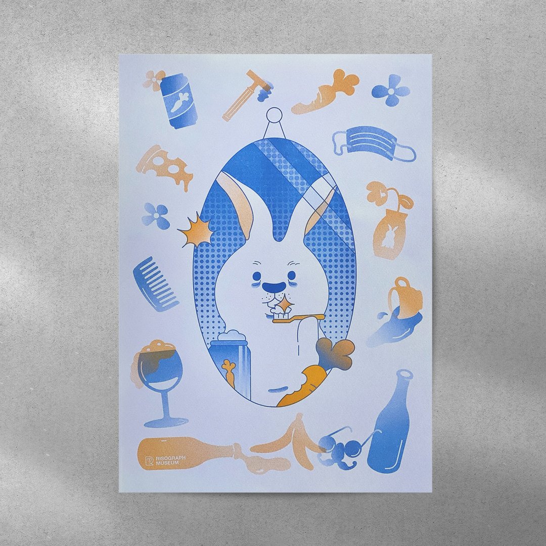 Riso Museum Drink 兔 Much  A3海报 - 卡片/明信片 - 纸 多色