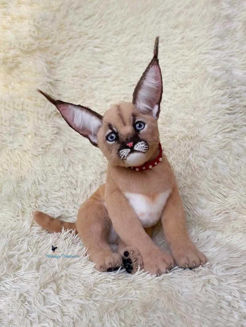 猫 狞猫逼真的玩具逼真的动物玩具 - 玩偶/公仔 - 聚酯纤维 白色