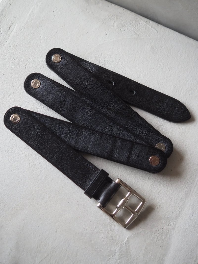 HERMÈS Etriviere 折叠皮带  સાલ્વર 黑色 Vintage - 皮带/腰带 - 真皮 银色