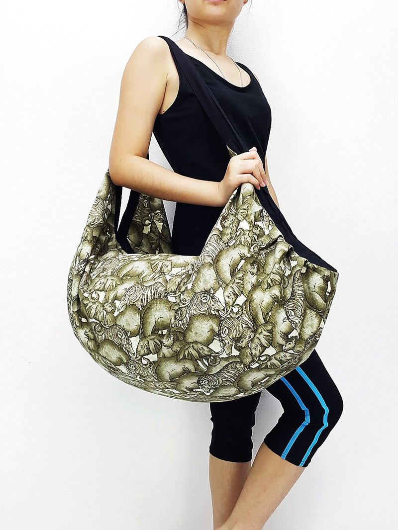 Cotton Bag Backpack Hobo bag boat shape bag Shoulder bag Crossbody Bag - 其他 - 棉．麻 绿色