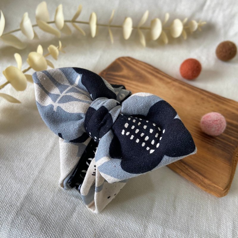 布抓夹/抓夹/普普风大花 - 发饰 - 棉．麻 灰色