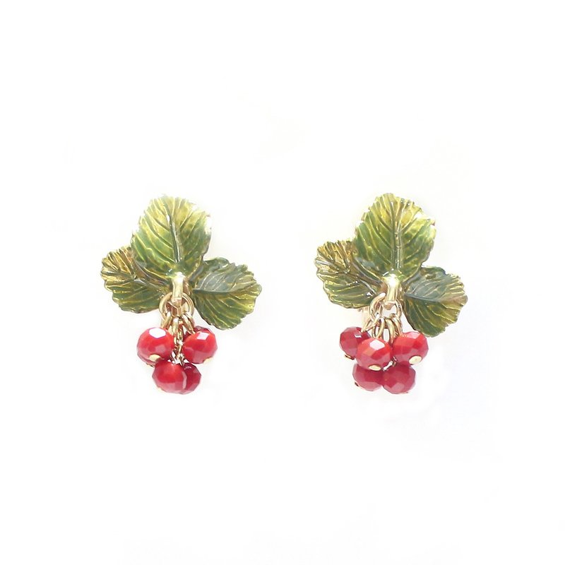 Raspberry Earring EA110 Raspberry Clip-On - 耳环/耳夹 - 其他金属 红色