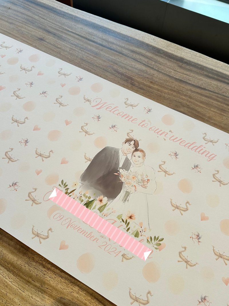 定制化自订主题婚礼签名签到布 油画布订制 - 喜帖 - 其他人造纤维 白色