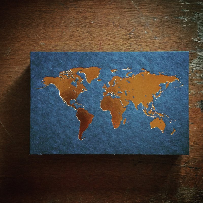 明信片/世界地图 / 黑卡烫金 - 卡片/明信片 - 纸 金色