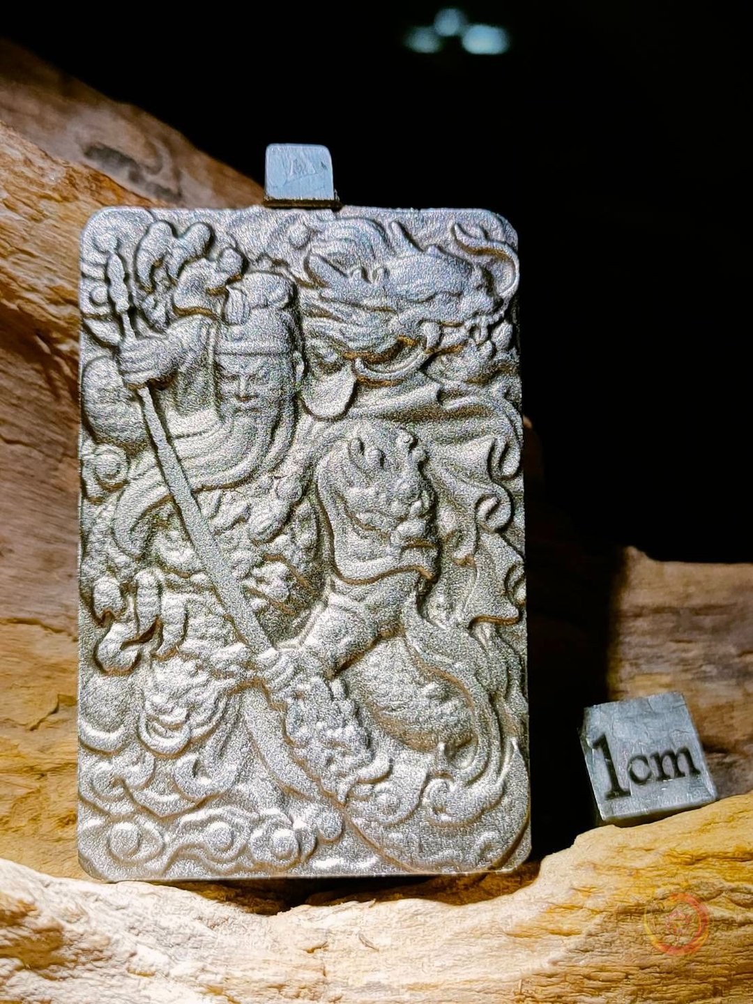 天铁佛牌 可出鉴定书 关公佛牌 关圣帝君 佛牌 镍铁陨石 - 项链 - 宝石 灰色