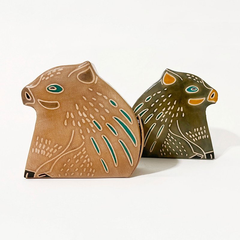 山猪豪野山羊皮存钱筒 _共2色_公平贸易 - 储蓄罐 - 真皮 多色