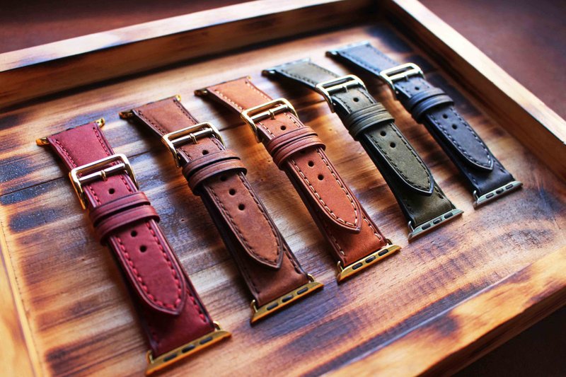 【Apple Watch 20mm 磨砂皮 经典表带】各版本各尺寸适用 Ultra - 表带 - 真皮 橘色