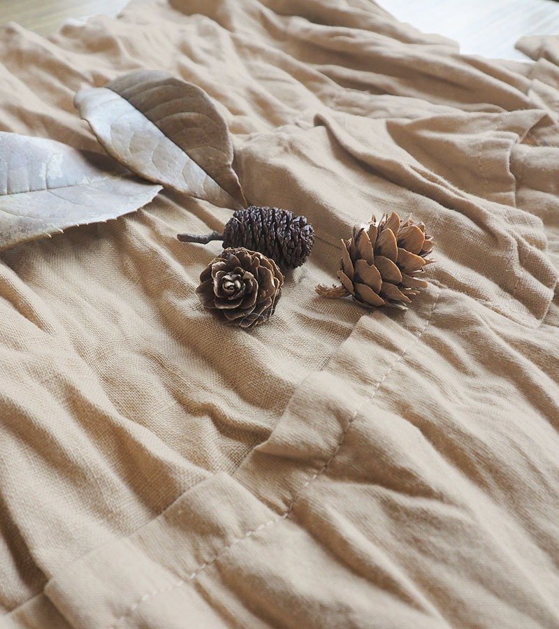 And 交界线 棉与亚麻素色上衣 - 女装上衣 - 棉．麻 白色