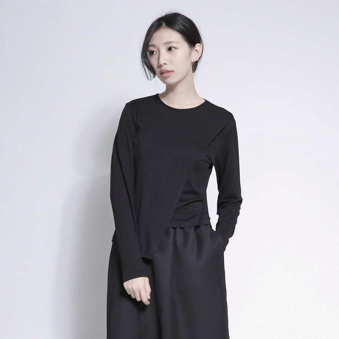 2017秋冬新品 / SU:MI said Canyon 峡谷斜片造型上衣_7AF003_黑 - 女装上衣 - 棉．麻 黑色