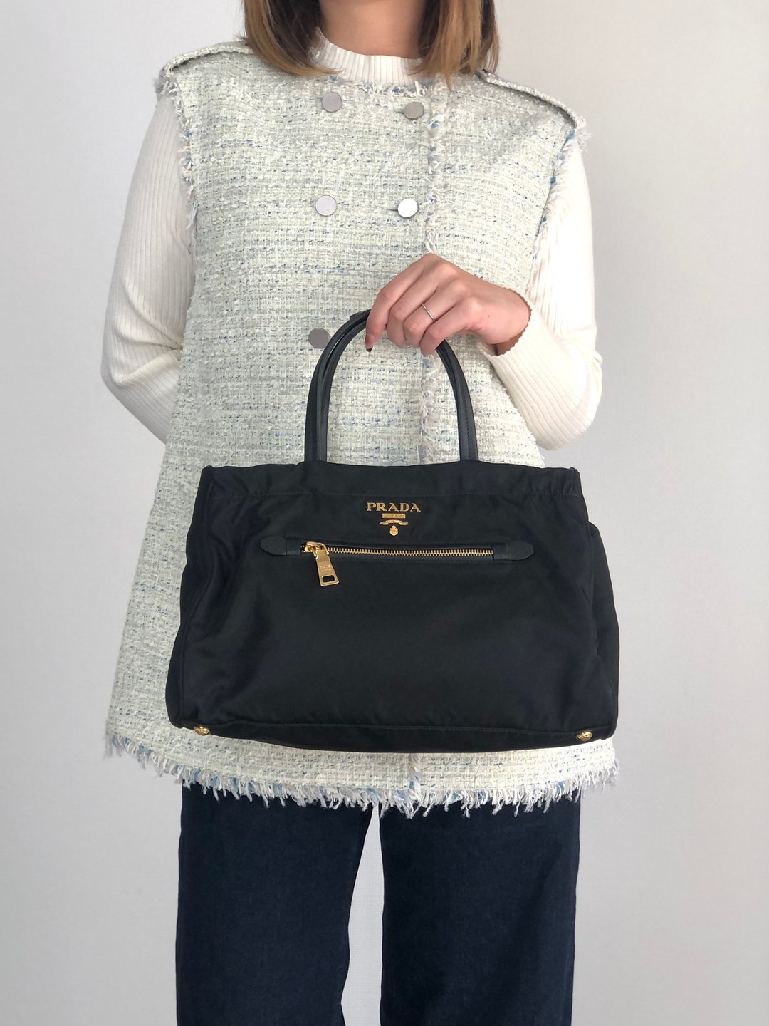 【VintageShop solo 日本直送中古包专卖店】PRADA 普拉达 经典 LOGO 尼龙 2way 迷你波士顿包 黑色 453265 - 侧背包/斜挎包 - 尼龙 黑色