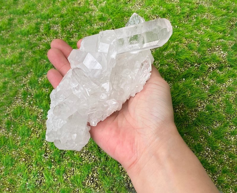 天然原矿冰透体白水晶簇 白水晶柱 家居 办公室 疗愈摆件消磁净化 - 其他 - 水晶 白色