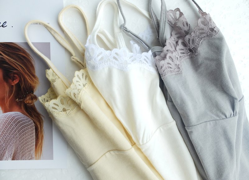 【手工内着】舒心・有机棉・细肩带背心・台湾制 - 居家服/睡衣 - 棉．麻 多色