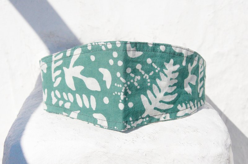 木刻印发带手工发带 普普风发带 印花发带 松紧发带-绿色森林叶子 - 发饰 - 棉．麻 绿色