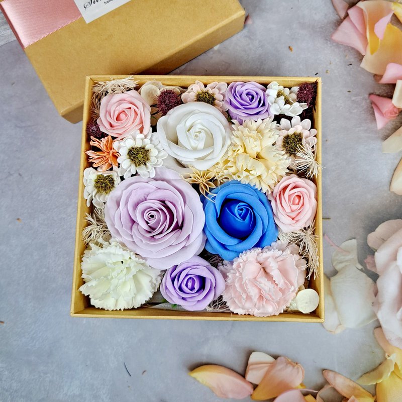 香皂玫瑰小花盒 仿真花摆设 玫瑰桌花 盆花 花礼 SOF-005 - 干燥花/捧花 - 其他材质 粉红色
