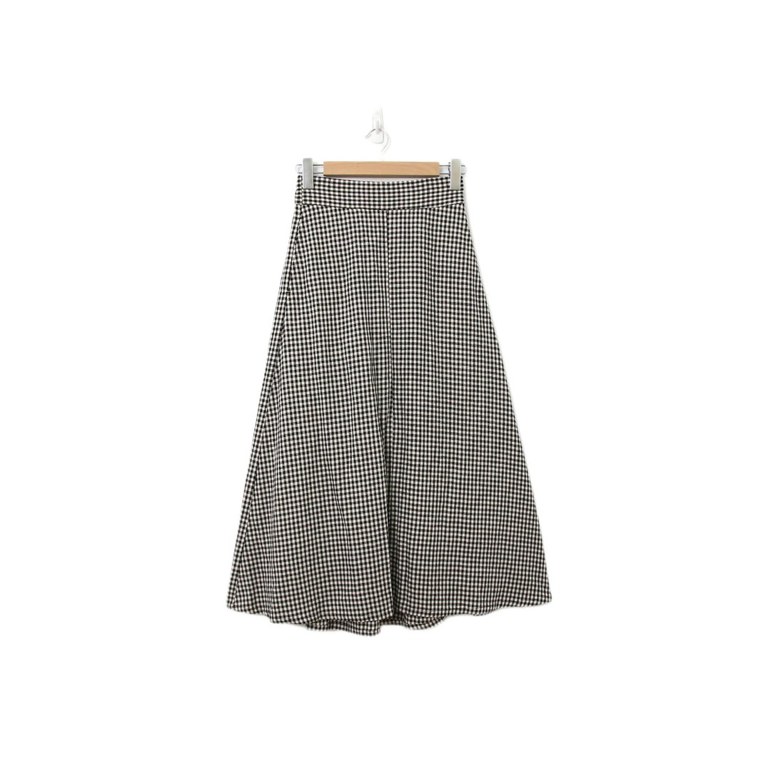 Back to Green-复古长裙 黑白格纹 宽松M-08//vintage skirt - 裙子 - 棉 