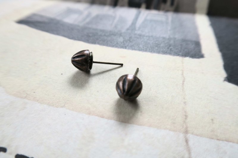 红古铜 立体 小不点 复古怀旧 个性中性 耳环 - 耳环/耳夹 - 其他金属 咖啡色