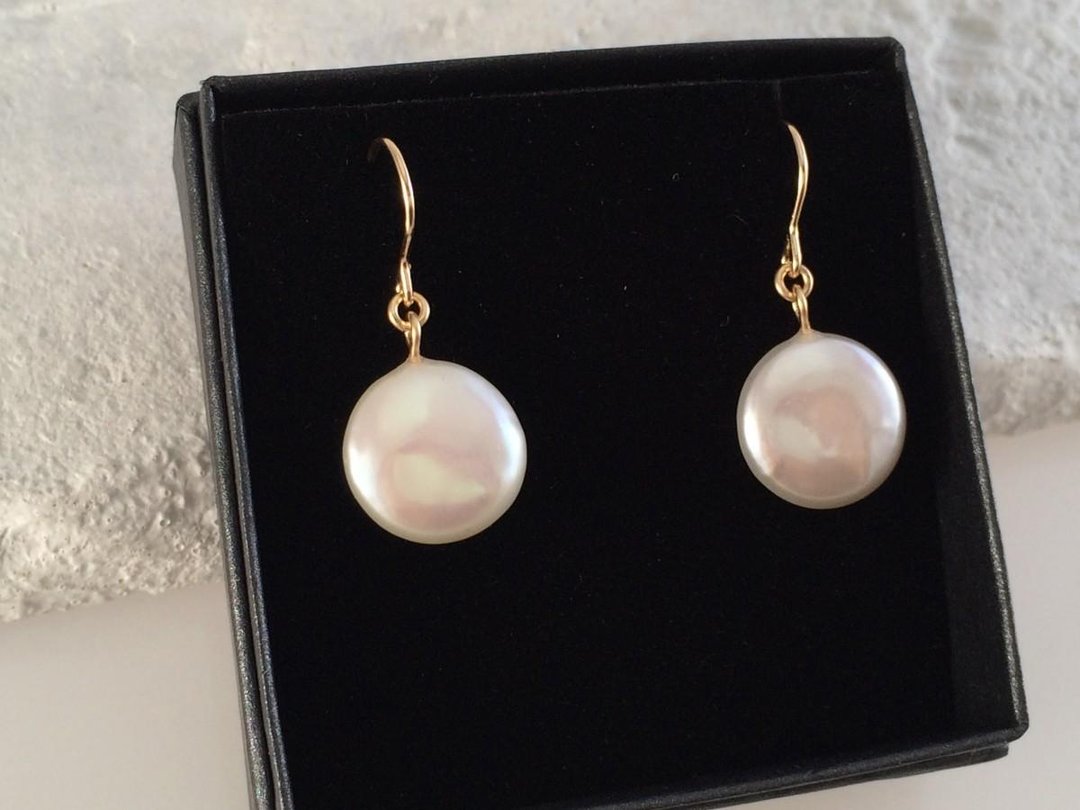 Coin Pearl K14GF Earrings / Clip-On - 耳环/耳夹 - 宝石 