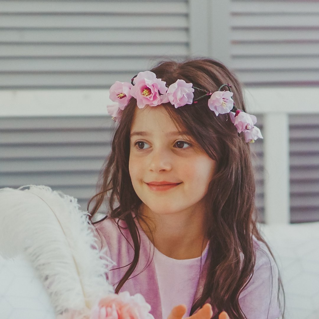 Sakura wreath Flower girl crown Fairy headpiece Rustic Wedding headdress Floral - 发饰 - 其他材质 粉红色