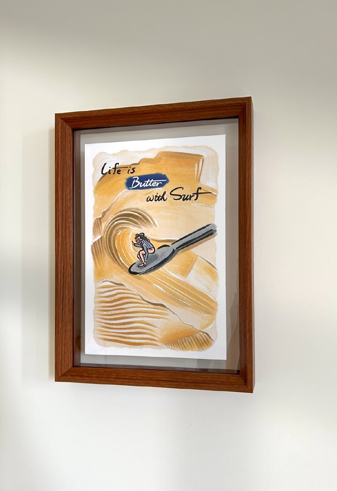 夏日海岛风插画 Life is Butter with Surf 水彩纸直喷含画框 - 海报/装饰画/版画 - 纸 白色