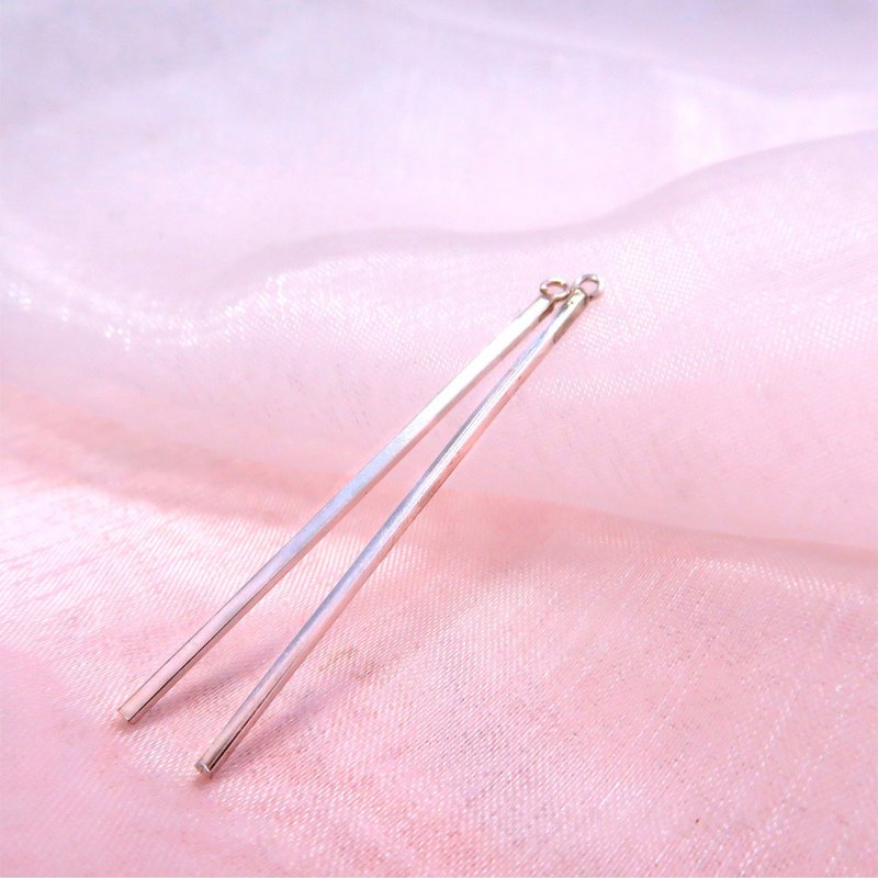 加购 组合式长方极简 造型后扣  (不含耳环/后束) - 耳环/耳夹 - 纯银 银色