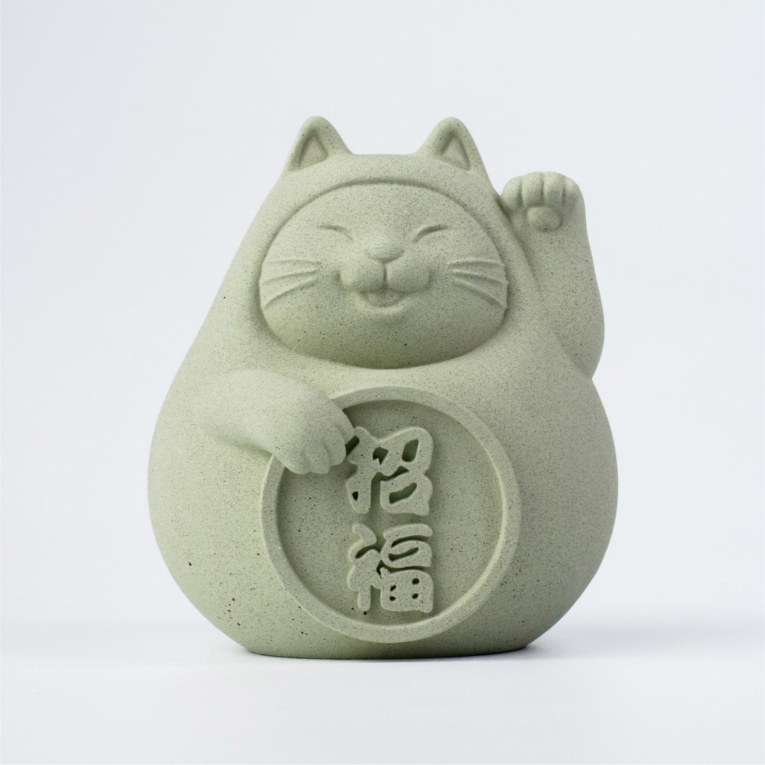 【送礼首选】胖胖招福猫 (大) 健康绿 - 香薰/精油/线香 - 水泥 绿色