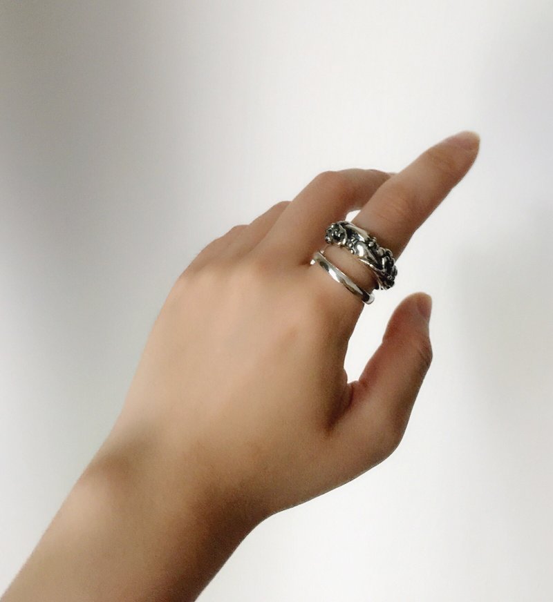 双层925银戒指 枝枒蔓延 - 戒指 - 银 