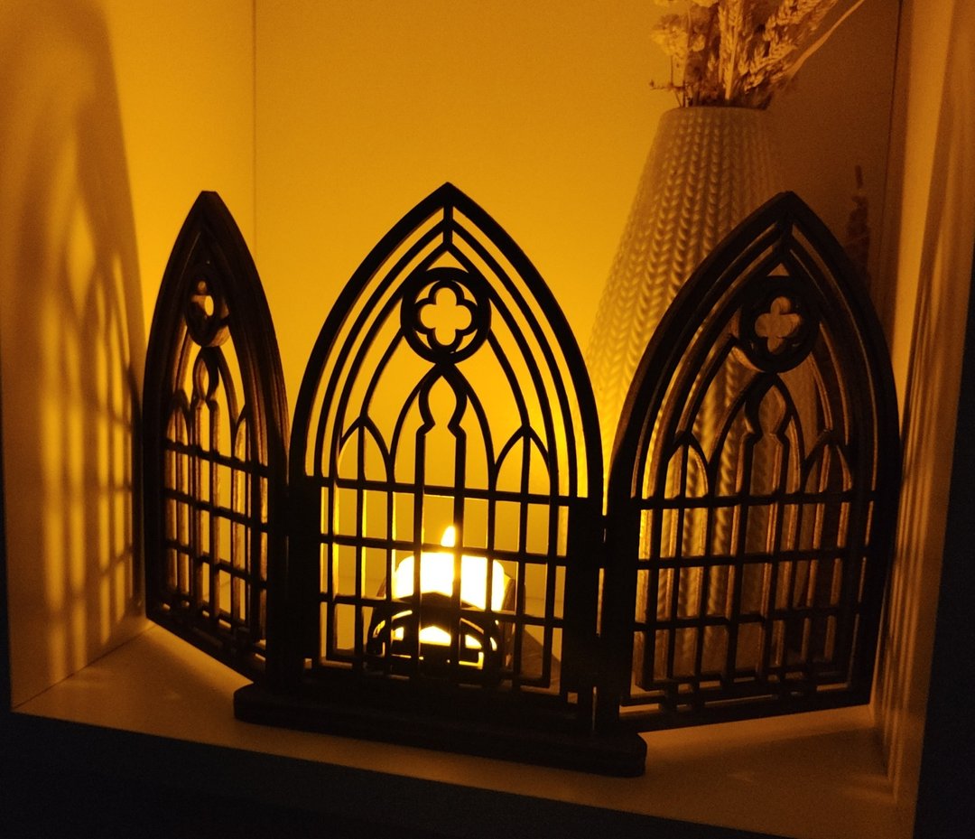 Gothic Arch Candle holder, Gothic Decor, Gothic tealight holder - 蜡烛/烛台 - 木头 