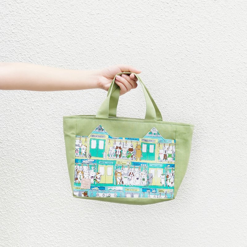 通勤猫猫 小餐包/便当袋/餐袋/野餐袋/手提袋 - 手提包/手提袋 - 棉．麻 