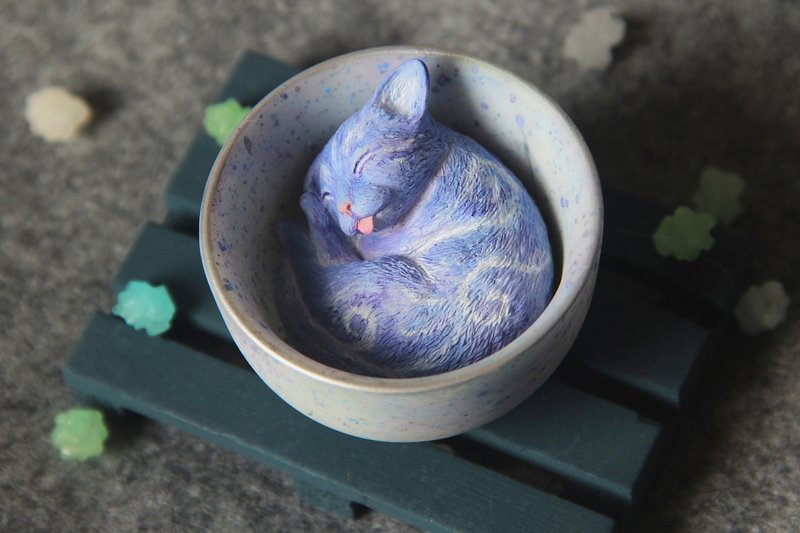 茶喵(小鸠特调-棉花糖喵紫) - 摆饰 - 其他材质 紫色
