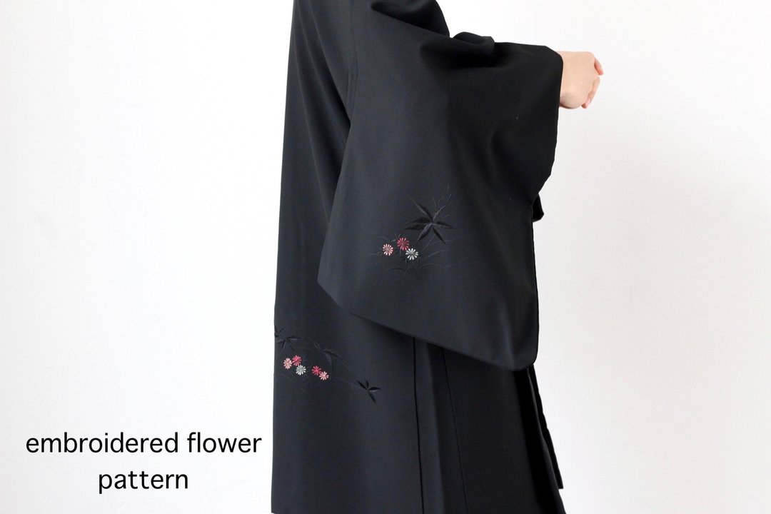 embroidered flower kimono, haori jacket /4148 - 女装休闲/机能外套 - 聚酯纤维 黑色