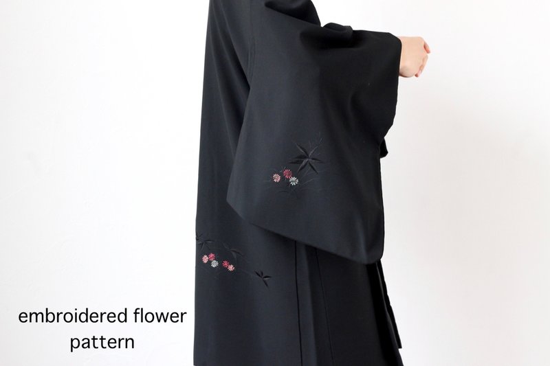 embroidered flower kimono, haori jacket /4148 - 女装休闲/机能外套 - 聚酯纤维 黑色