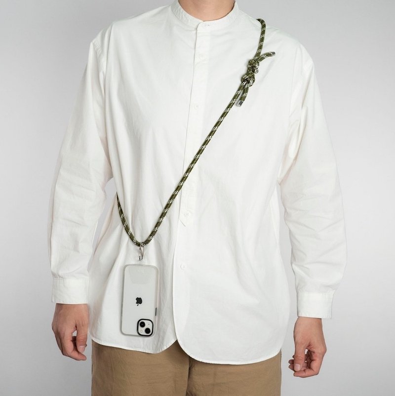 【山系挂绳风】Knotty 8mm 手机挂绳背带 | Coconut 灰绿 + 白色 - 挂绳/吊绳 - 棉．麻 绿色