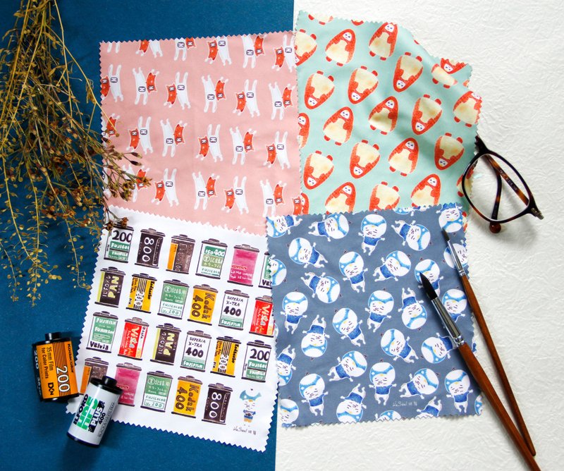 水彩治愈 底片 眼镜布 / 擦拭布 / 万用布 - 一套四款 (套装B) - 眼镜盒/眼镜布 - 聚酯纤维 白色