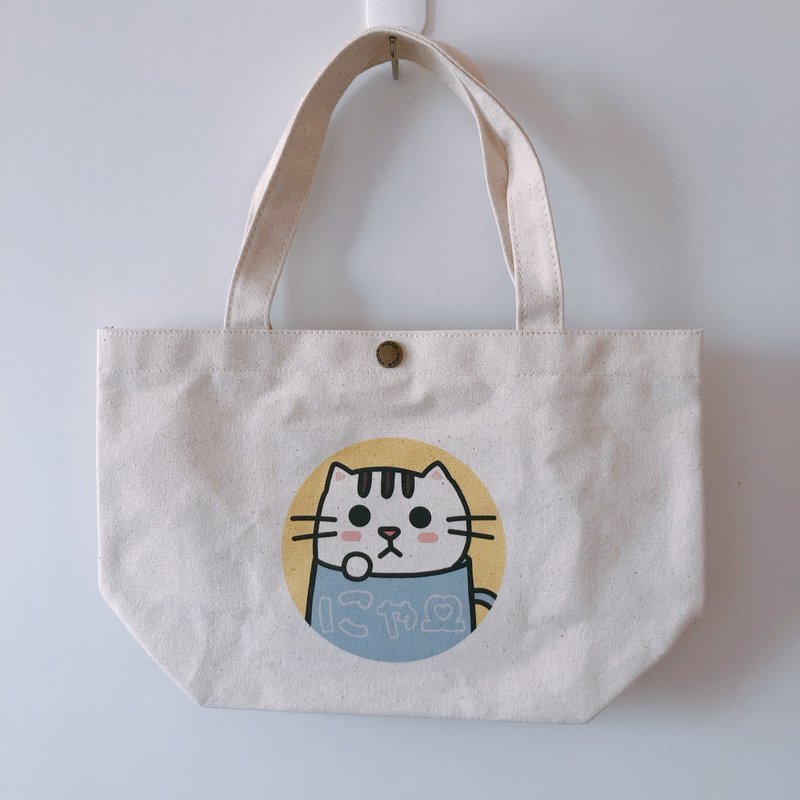 猫 环保提袋 帆布袋 便当袋 托特包 预购款 - 手提包/手提袋 - 其他人造纤维 白色