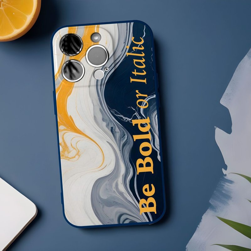 客制化礼物 深蓝色大理石纹iPhone14 15 16 Pro Max TPU手机壳 - 手机壳/手机套 - 塑料 蓝色