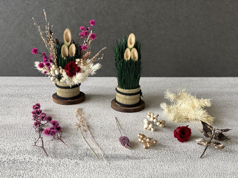 【材料包】门松 新春祈福 不凋花 干燥花 永生花 - 植栽 - 植物．花 红色