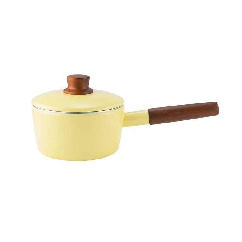 NATURE 单柄附盖珐琅平底锅 柠檬黄 16cm - 厨房用具 - 珐琅 黄色