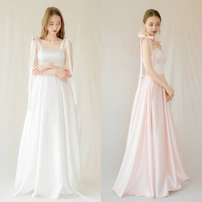 甜美蝴蝶结肩带礼服 - 晚装/礼服 - 其他材质 白色