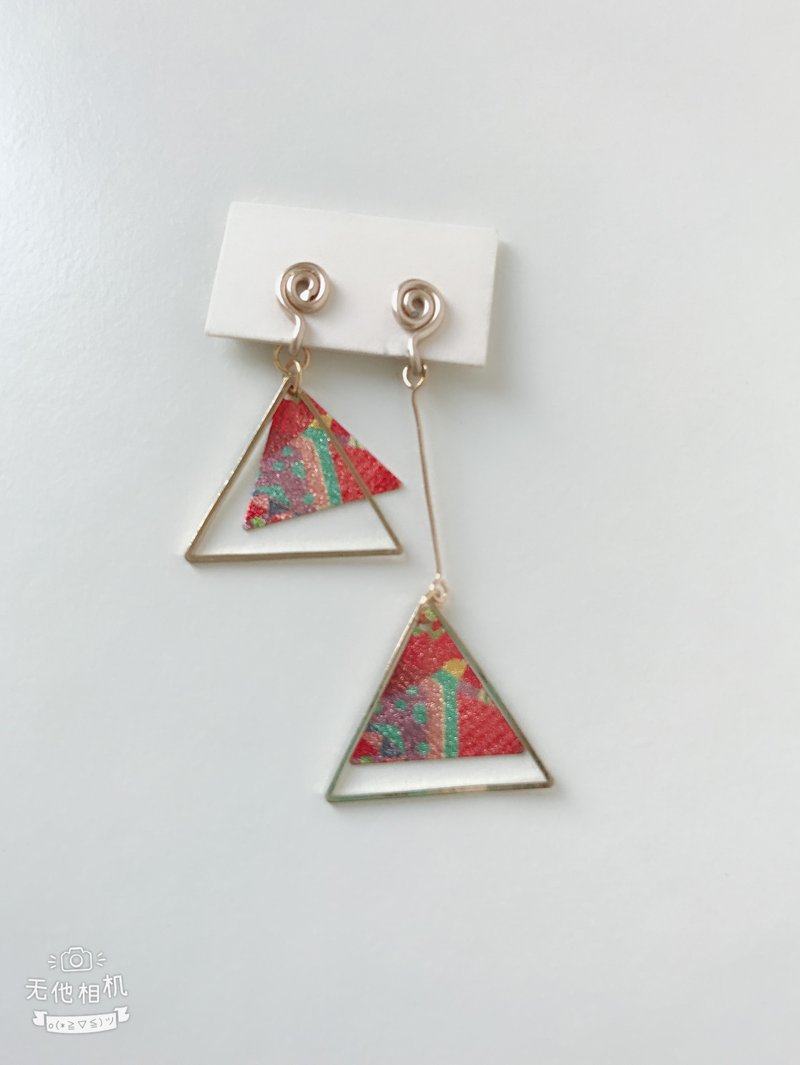 无痛铝线耳夹-爵士摇滚-三角形 - 耳环/耳夹 - 其他金属 红色