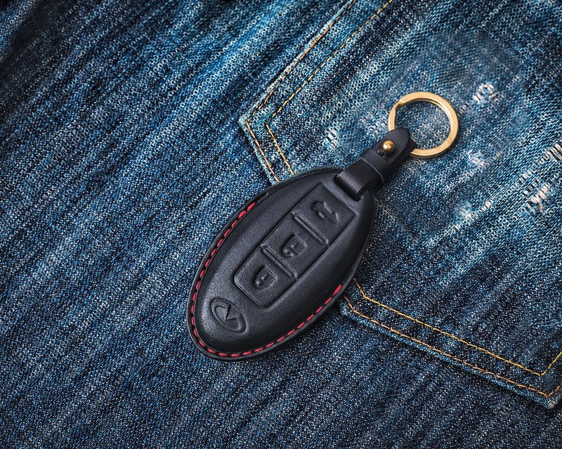 INFINITI 英菲尼迪 Q30 QX30 Q50 Q60 G37 G35 汽车钥匙皮套 - 钥匙链/钥匙包 - 真皮 黑色