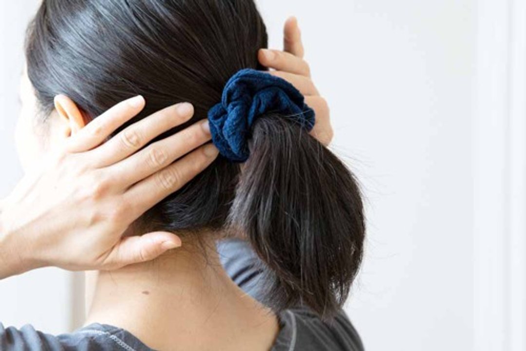 Organic Cotton Indigo Dyed Silk Cotton Crepe Scrunchie[Set of 2] - 发饰 - 棉．麻 